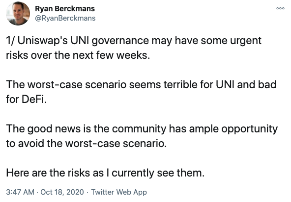 Tuit Uniswap riesgos DeFi