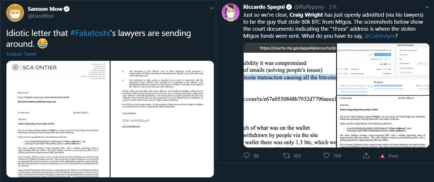 Tweets sobre Craig Wright