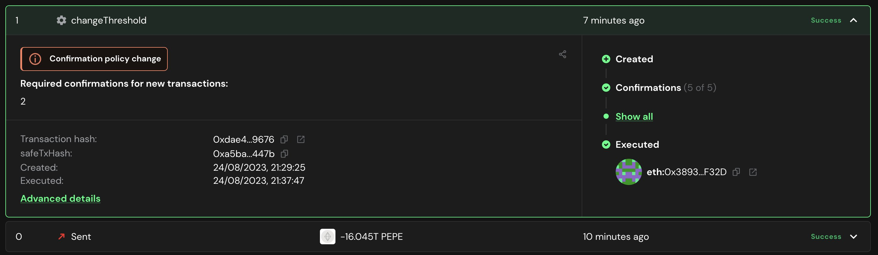 Community suspects change in multi-sig threshold on Pepe memecoin wallet. Source: X (Twitter)