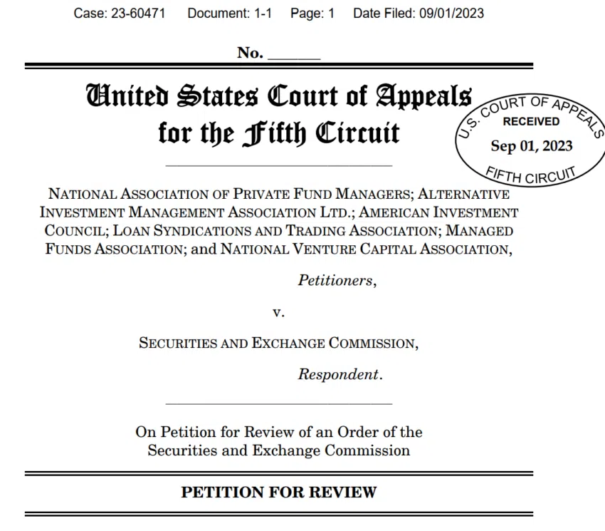 Auszug der SEC Klage 