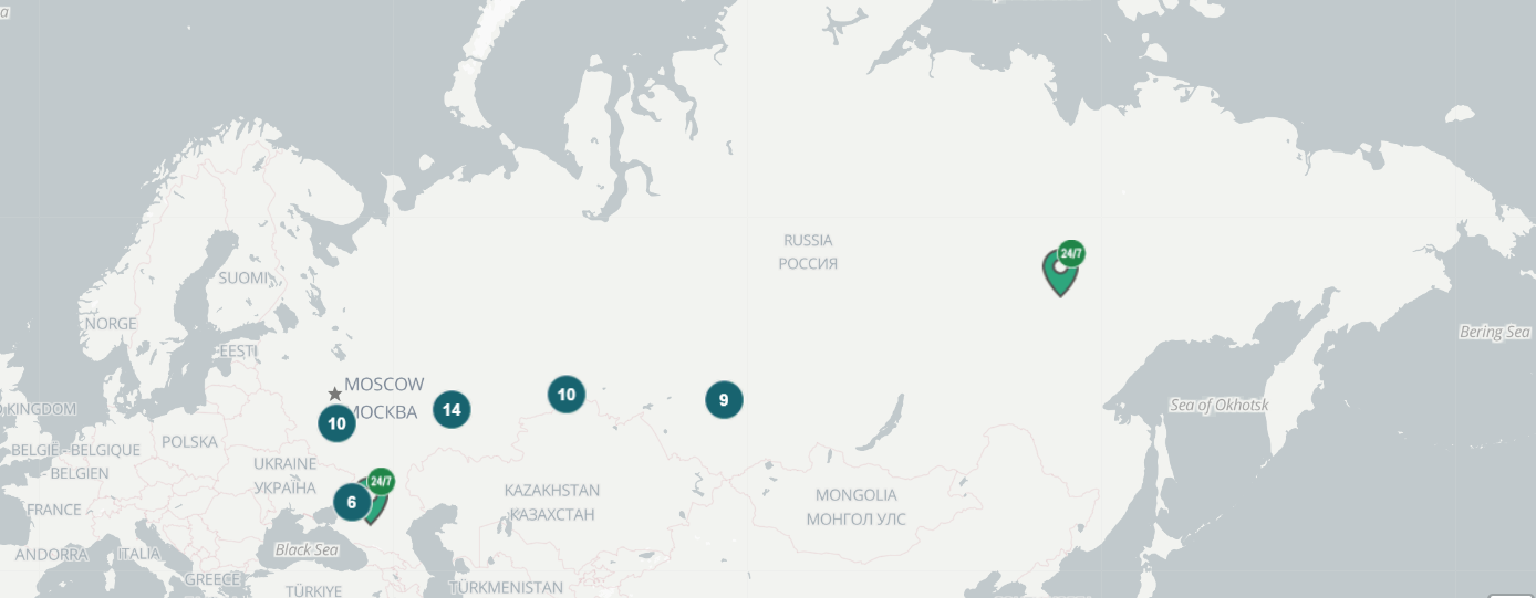 Карта расположения криптобанкоматов в России