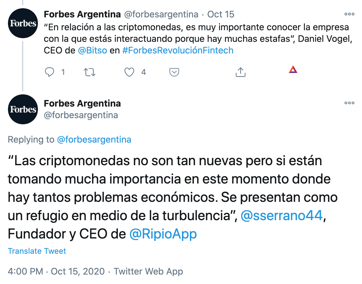 Tuit stablecoin Forbes argentina