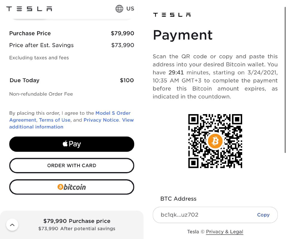 tesla биткоин