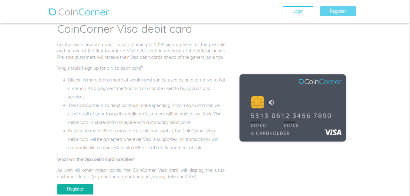 CoinCorner Visa Debit Card