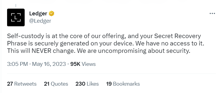 Ledgers Reaktion Twitter