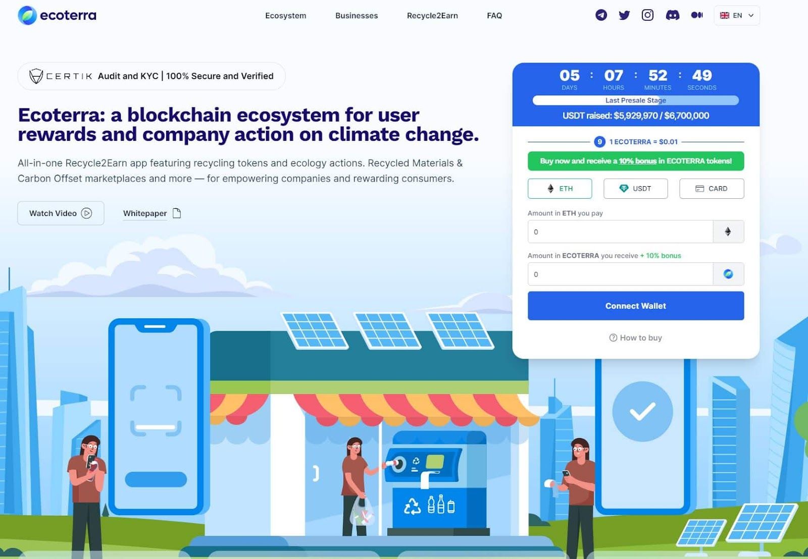 Ecoterra abre inscrições para aplicativo Recycle-to-Earn, enquanto pré-venda se aproxima do fim