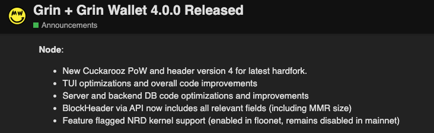 Grin nodes features update beincrypto tony toro