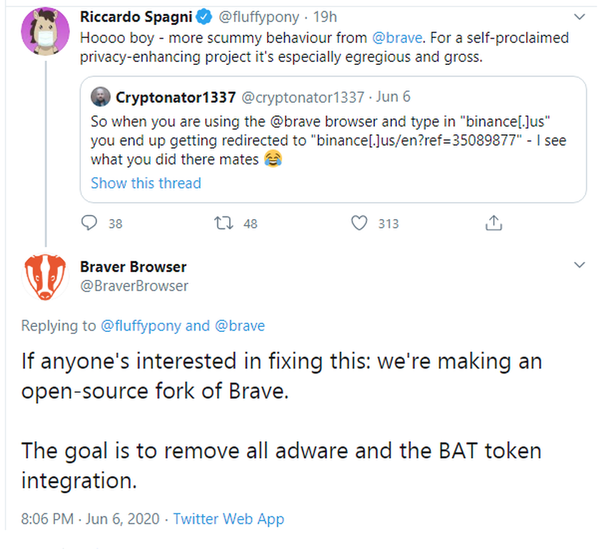 Brave and referral link beincrypto tony toro