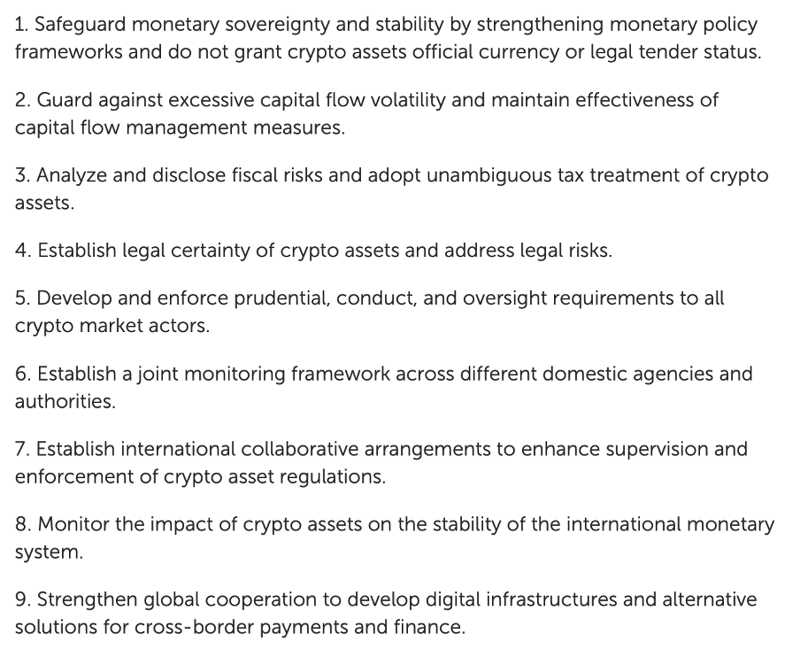 A framework of nine elements to mitigate risks Source: IMF
