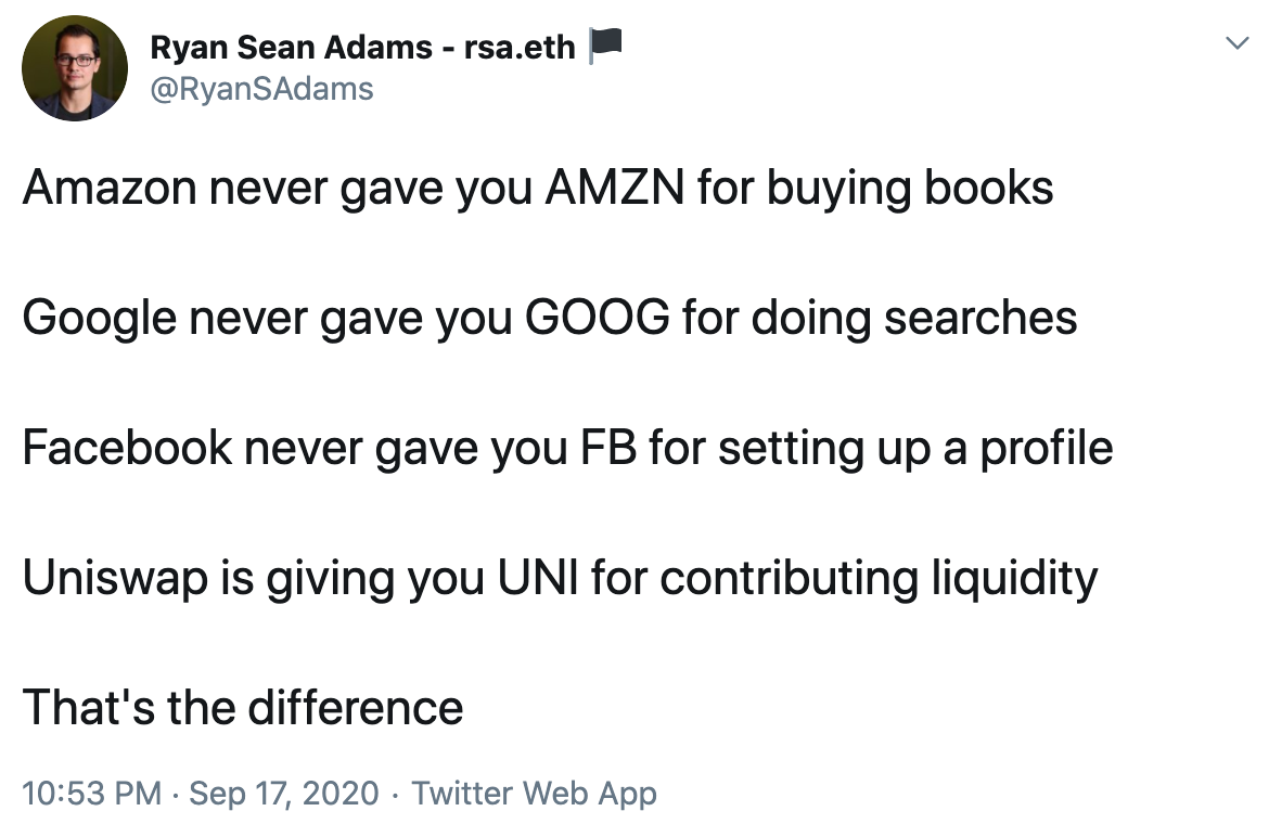 Tuit Ryan Adams defi UNI