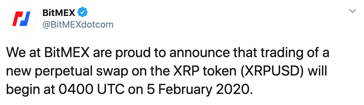 Anuncio Bitmex de listar a XRP