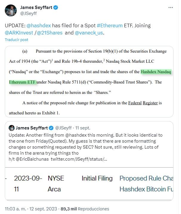 La copia de la solicitud de ETF Spot de Ethereum. 