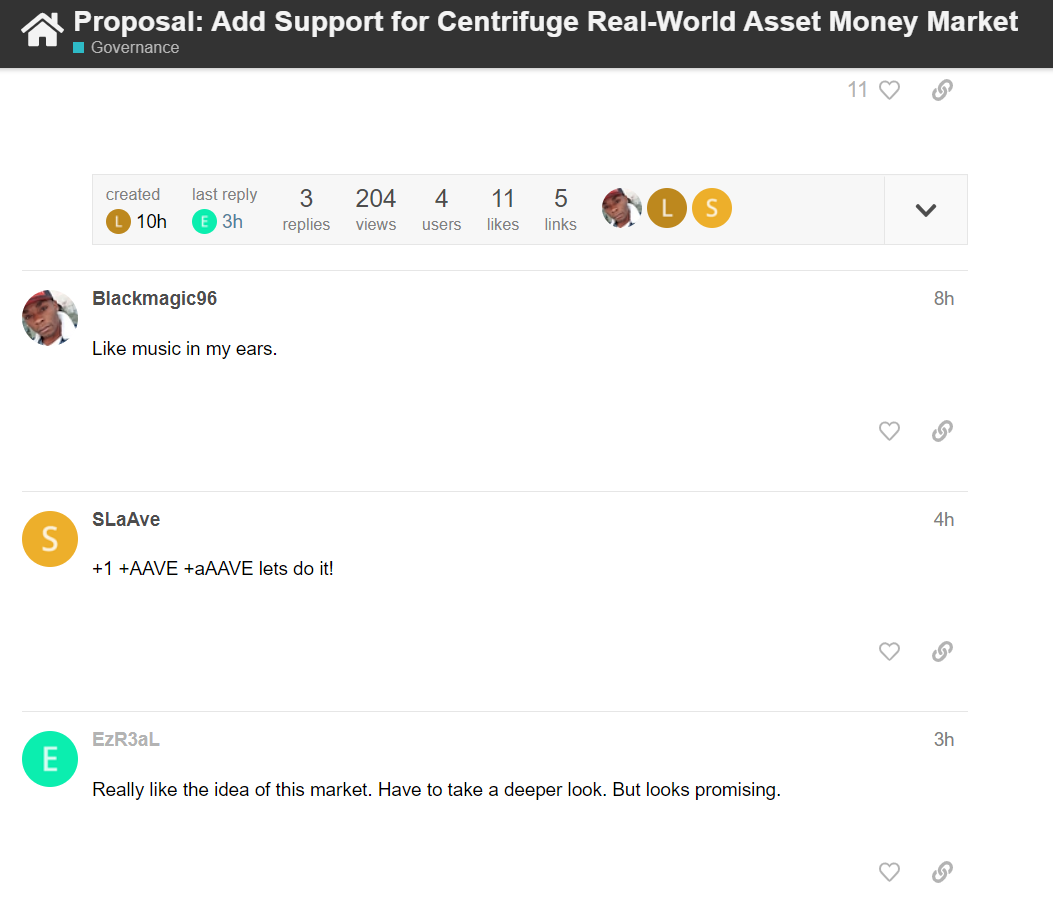 Aave governance vote add support for centrifuge