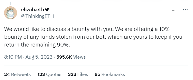 NFT-Bot-Betreiber bieten Belohnung