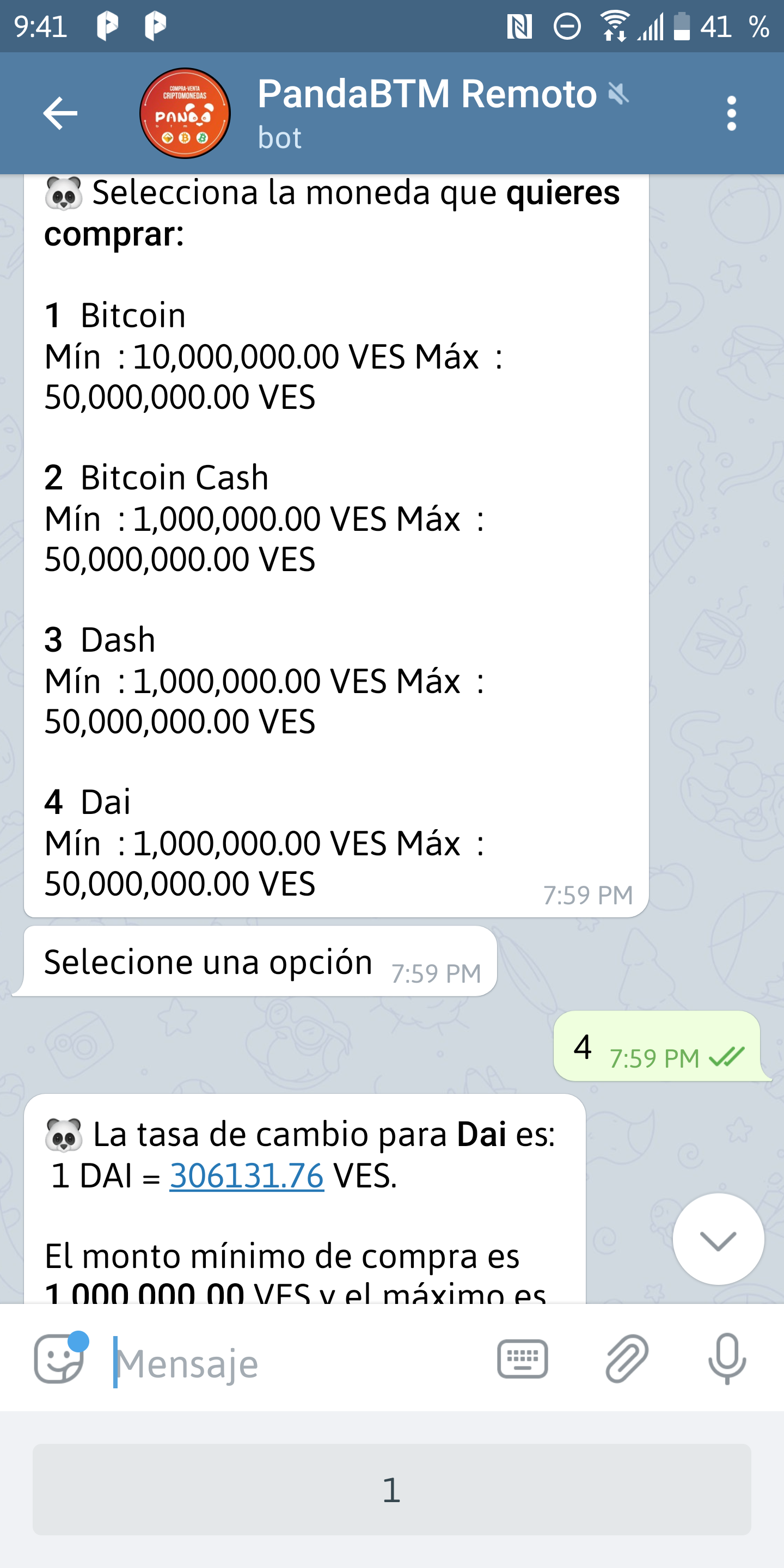 Imagen del bot de Telegram de PandaBTM. Image: BeInCrypto