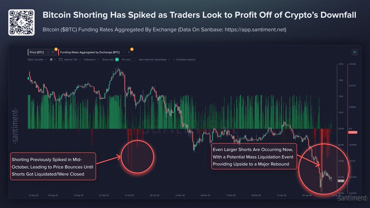 Bitcoin funding rates chart showing extreme negative levels