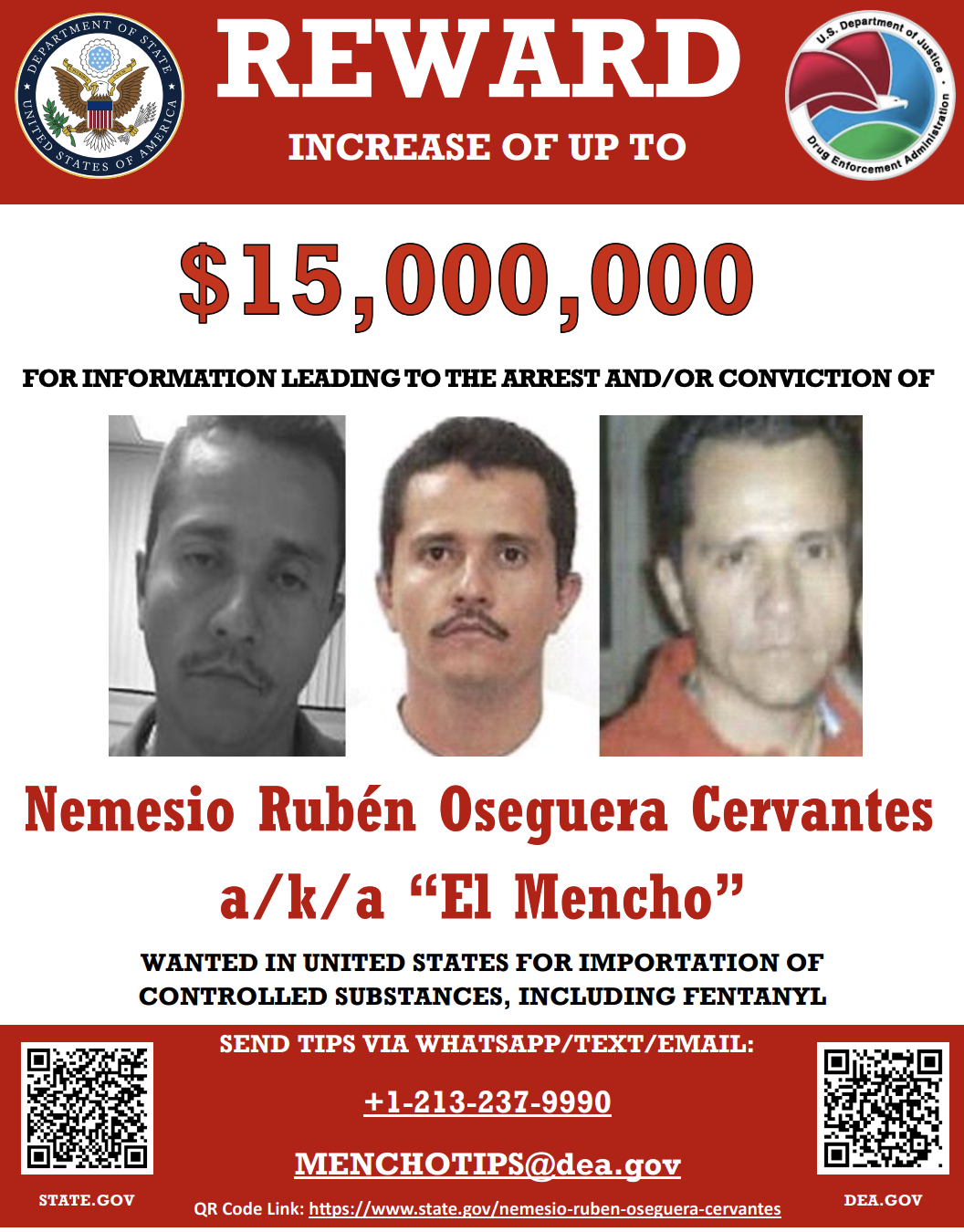 El Mencho Reward Poster