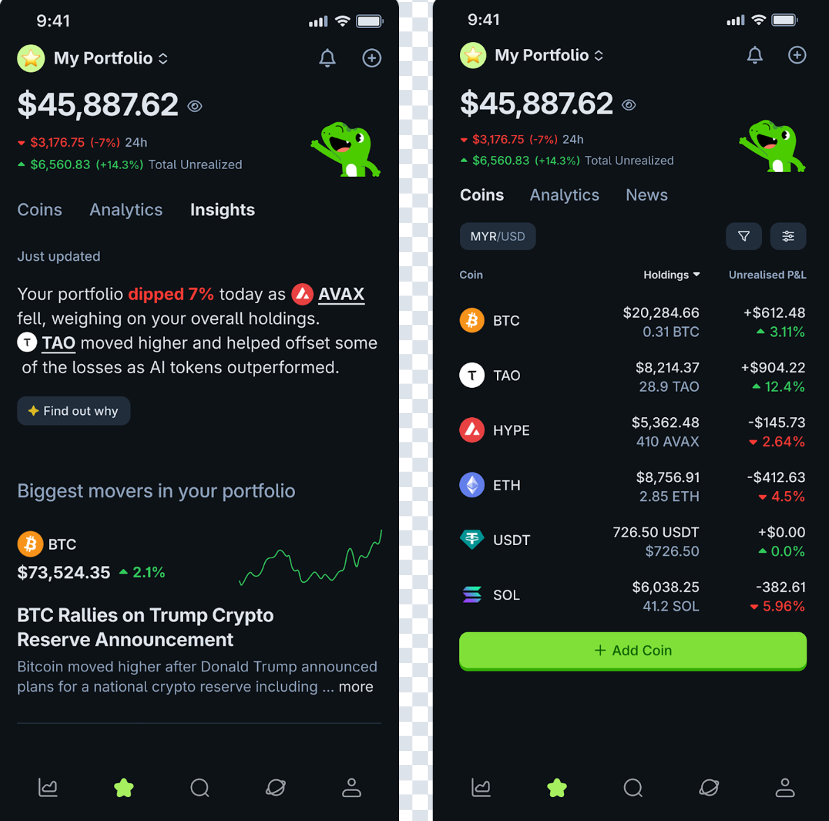 Coingecko Portfolio Insights Feature