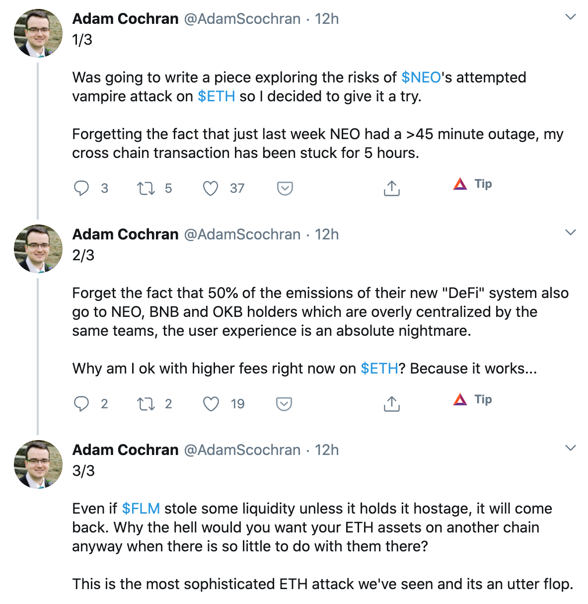 Tuit Adam Cochran Neo críticas