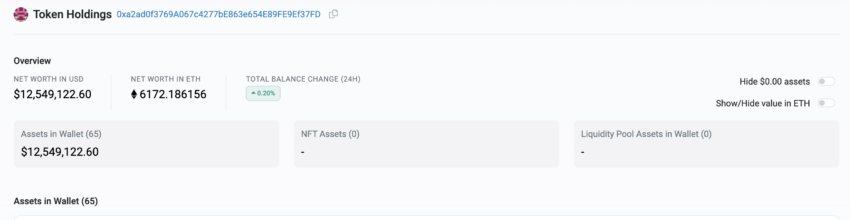Token Holding of Suspicious Wallet That Drained Funds From Nobitex. Source: Etherscan