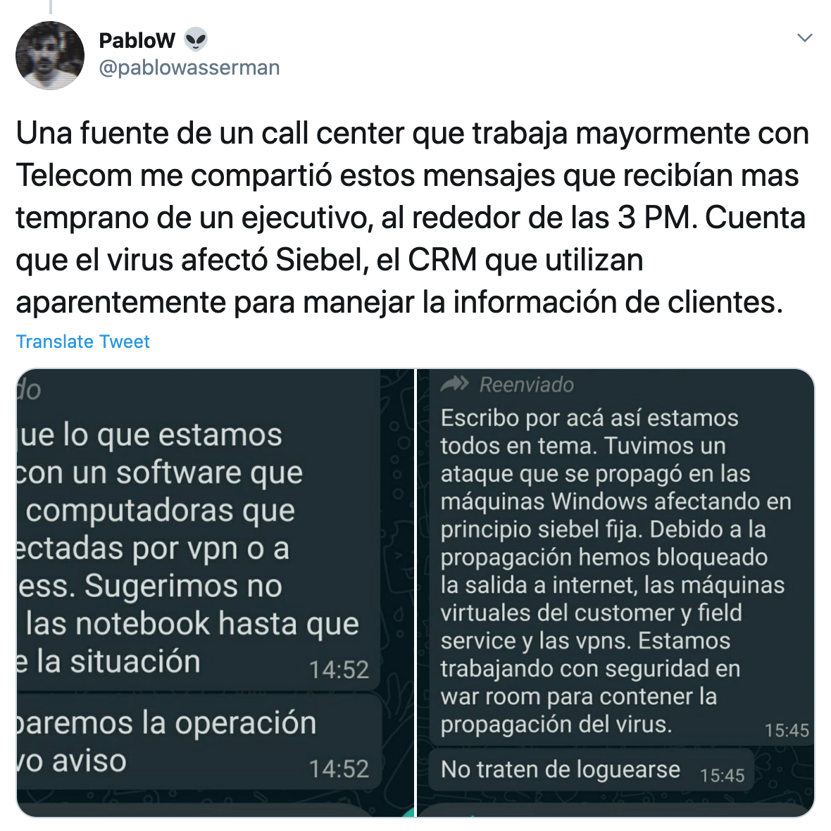Tuit Telecom Argentina ransomware