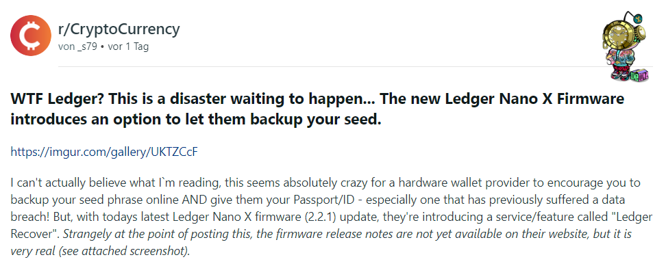 Reaktion Ledger Recovery Reddit