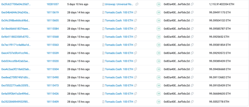 NFT Wallet von Tornado Cash