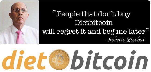 Imagen promocionando DietBitcoin. Cortesía Twitter
