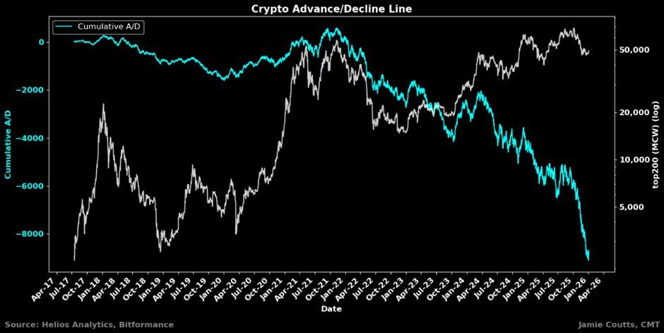 Crypto market breadth collapse chart