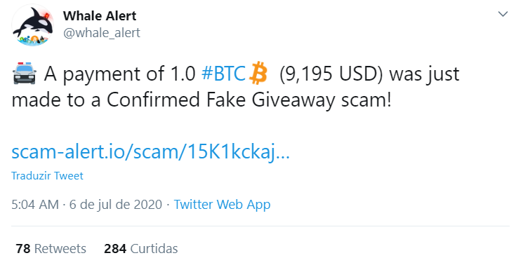 Usuário perde 1 BTC em golpe