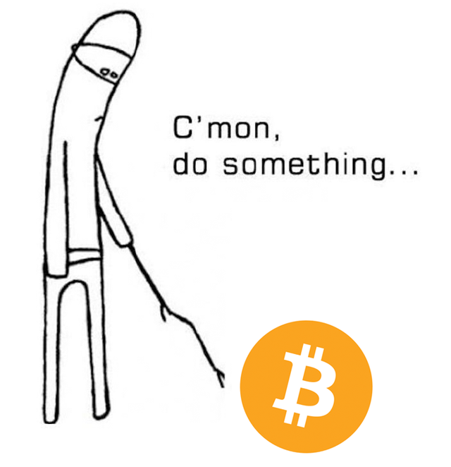 stick figure poking bitcoin