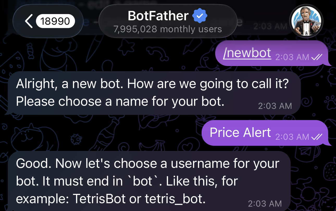 Telegram's BotFather Tool. Source: BeInCrypto