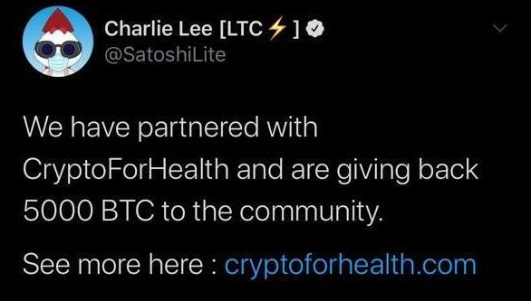 CryptoForHealth hack Twitter Charlie Lee