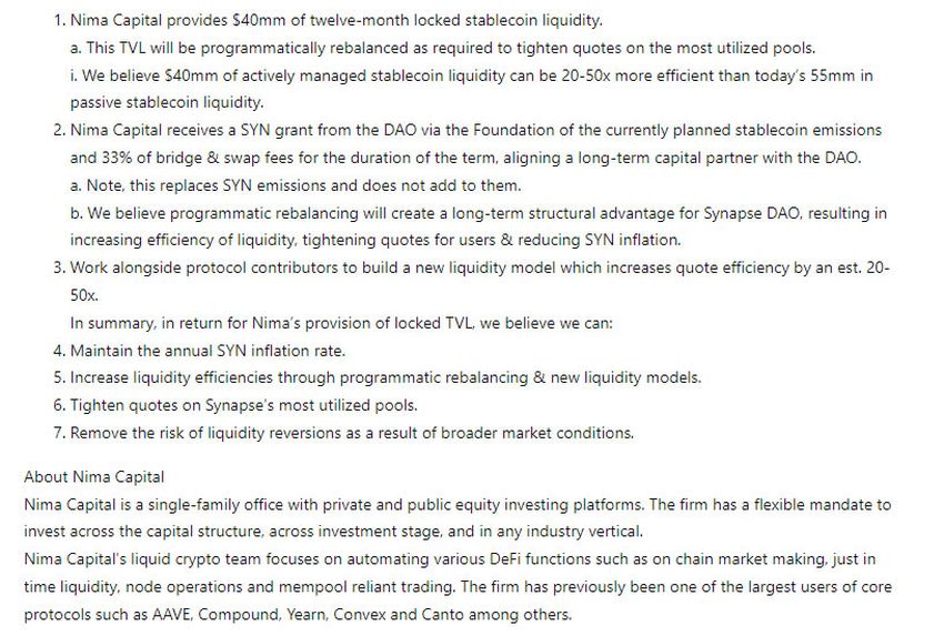 Screenshot from proposal. Source: Synapse governance forums