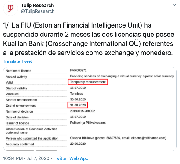 Kuailian registro Estonia Tulip Research