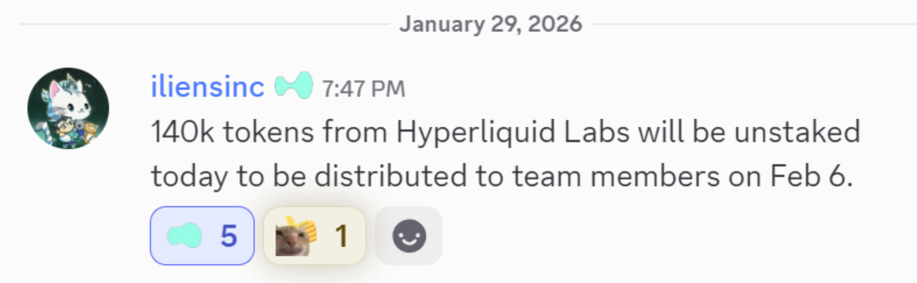 Hyperliquid token unlocks update