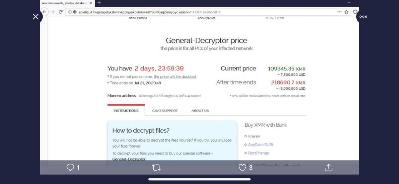 Rescate de ransomware Telecom