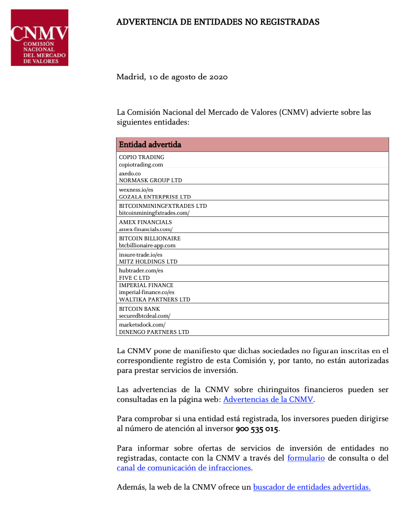CNMV listado