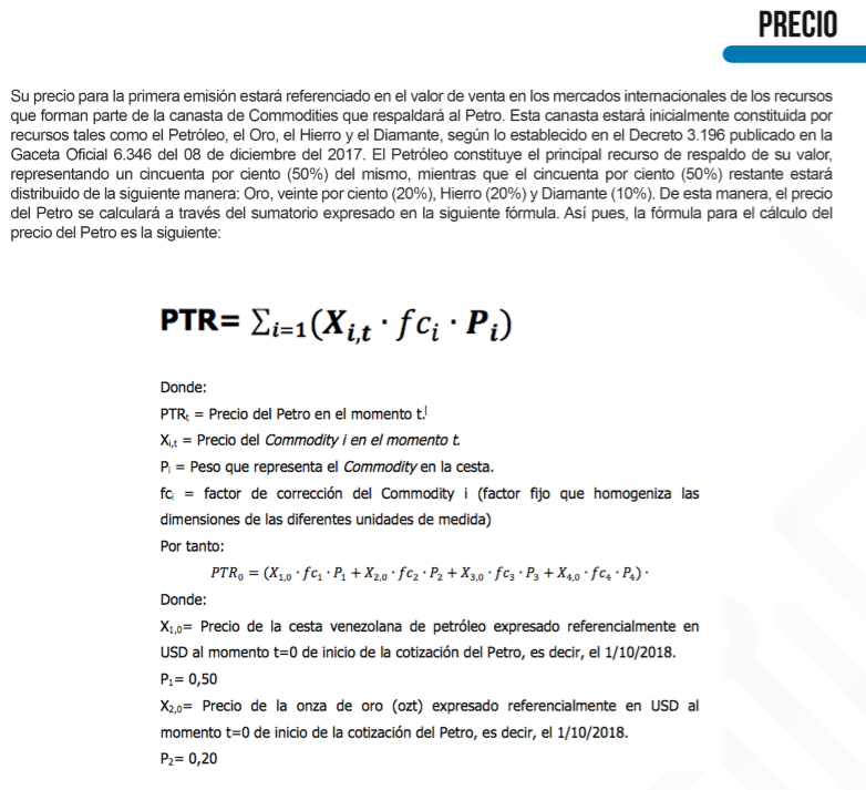Ahora el valor del Petro incluye una cesta de commodities