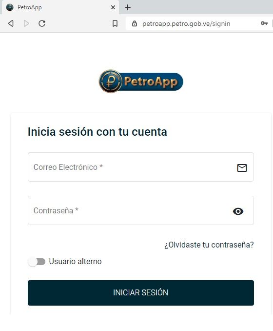 Portal de acceso a la nueva Petro Wallet