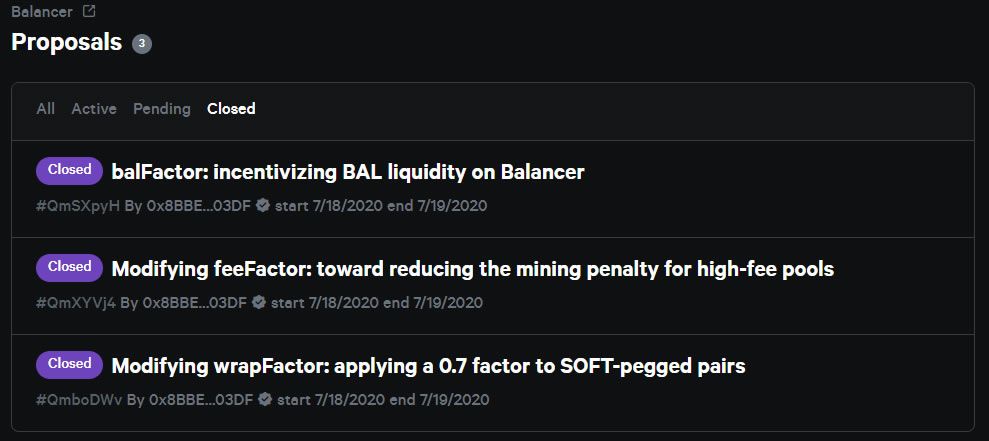 Balancer proposals