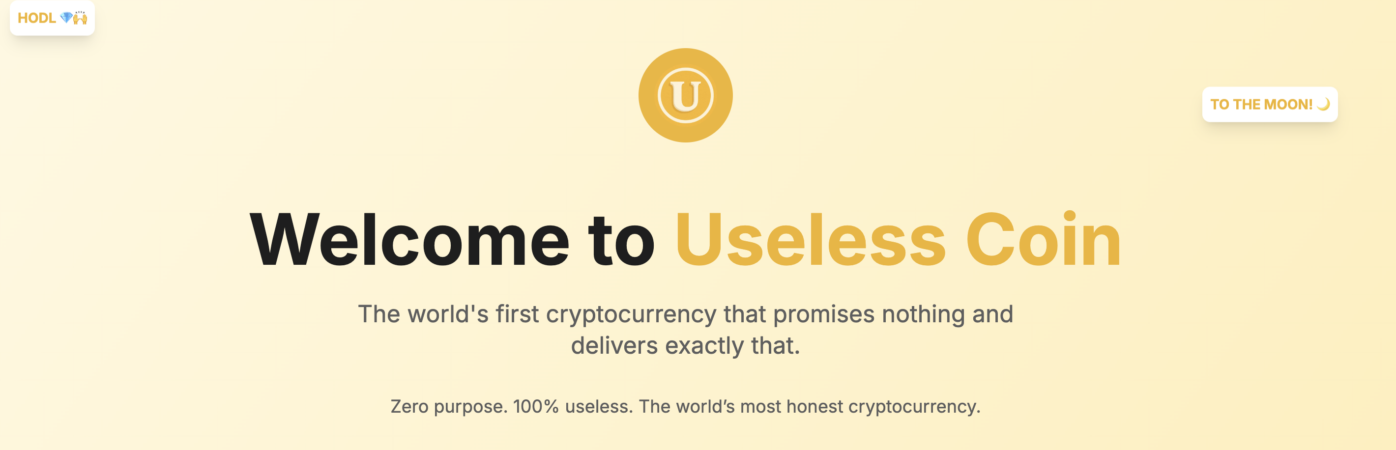 Useless Home Page Screenshot. Source: USELESS Coin