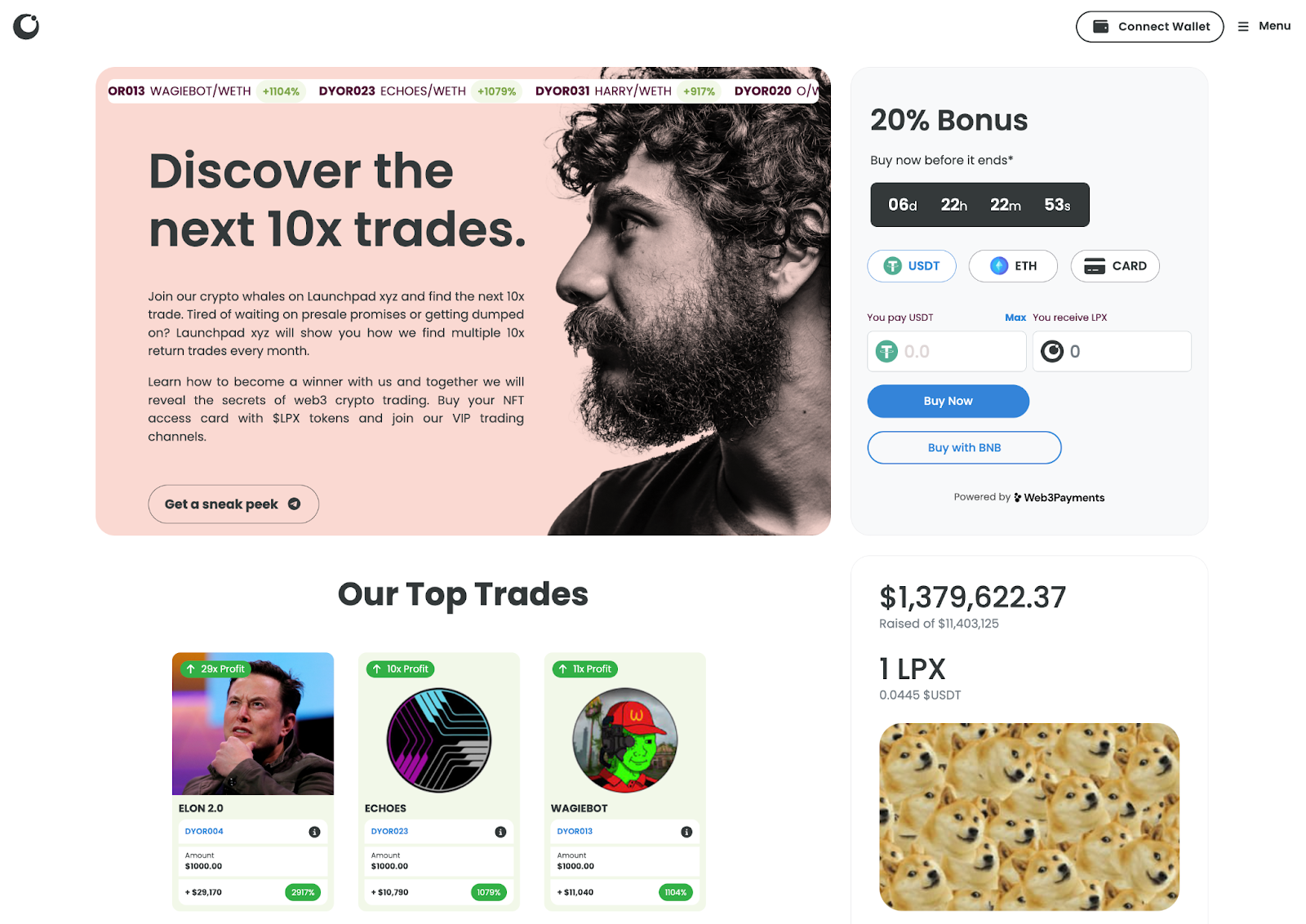 Novo website e bônus de 20% para todos os detentores de $LPX