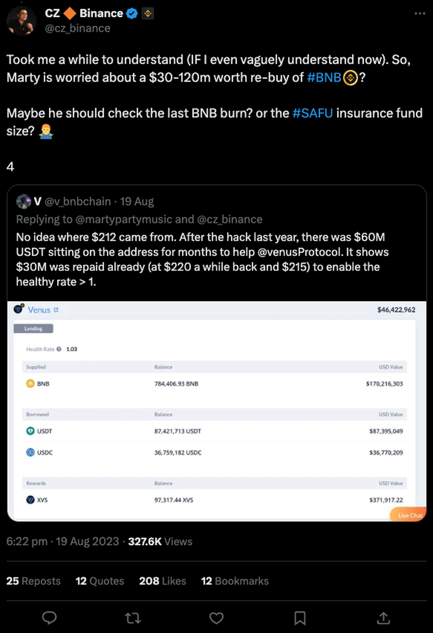 Changpeng Zhao responds to allegations.