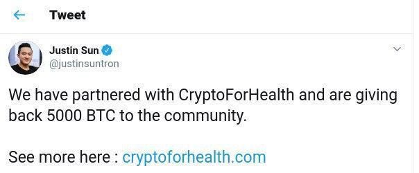 Hack twitter CryptoForHealth Justin Sun