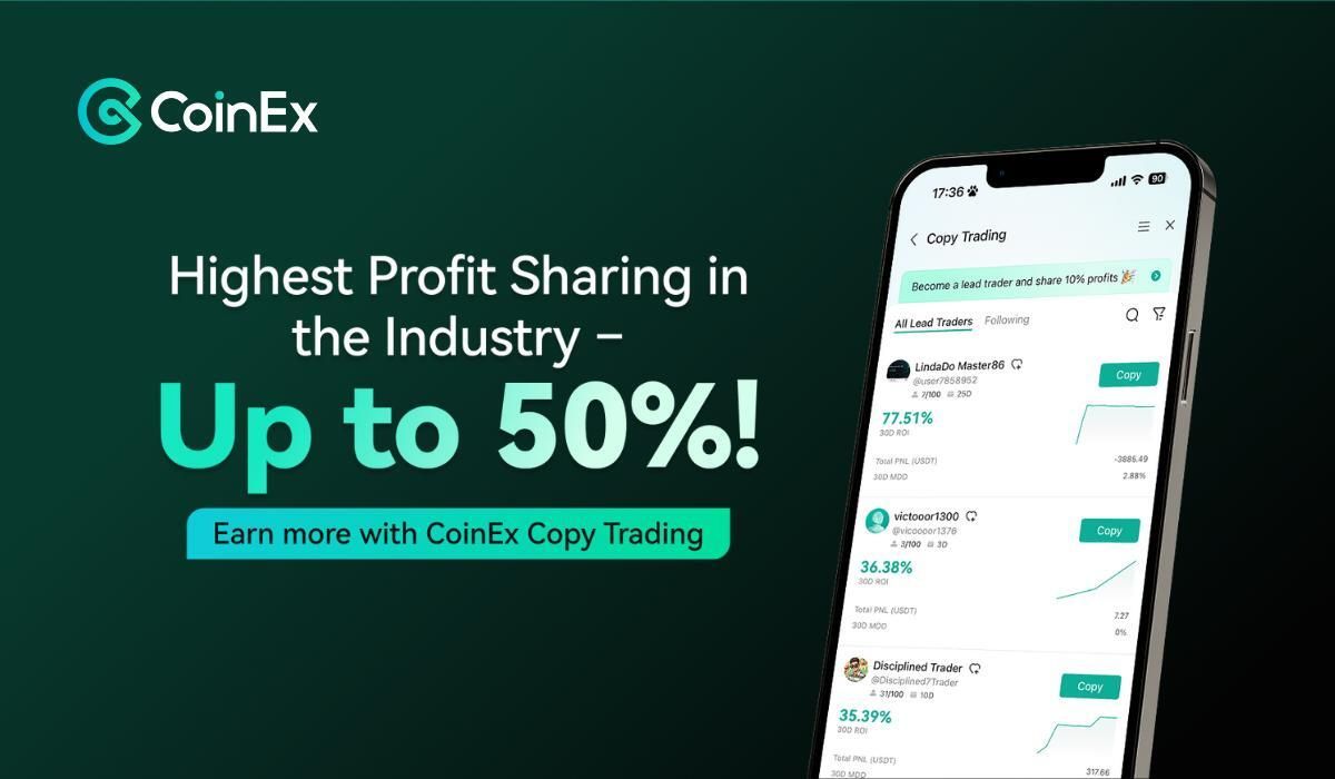 CoinEx stellt neue Regeln für Copy Trading vor: Bis zu 50 % Gewinnbeteiligung für Top-Händler möglich