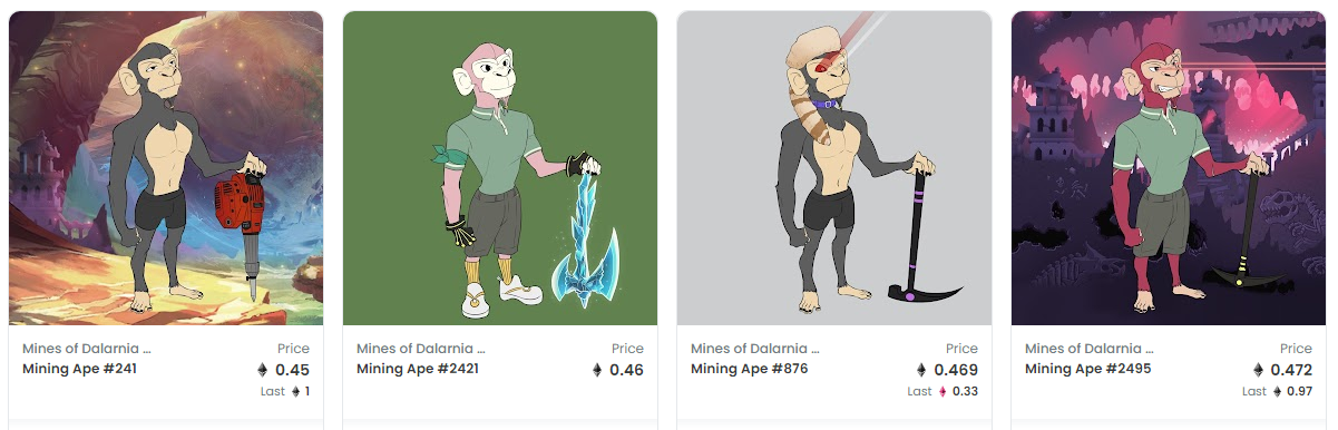Mining apes: Opensea görüntüsü