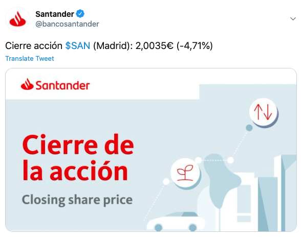 Tuit Santander perdidas