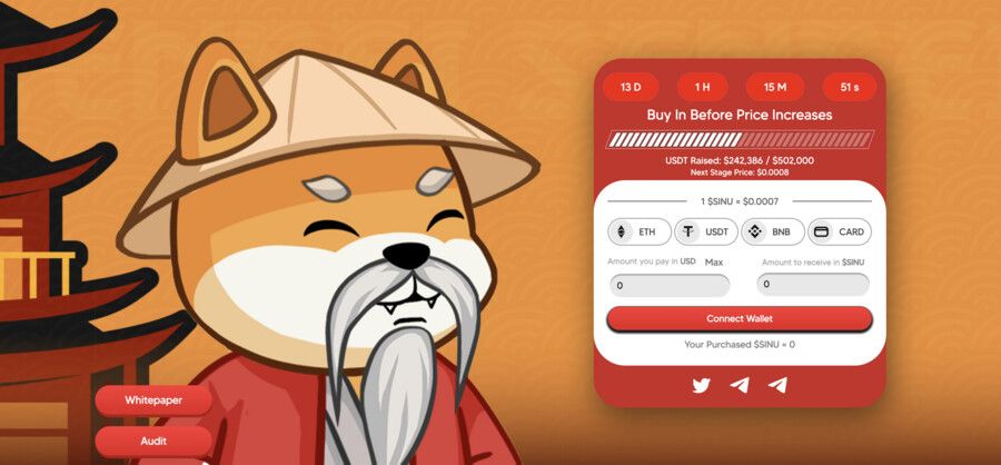 Nova meme coin para acompanhar: pré-venda de Sensei Inu alcança US$ 250 mil