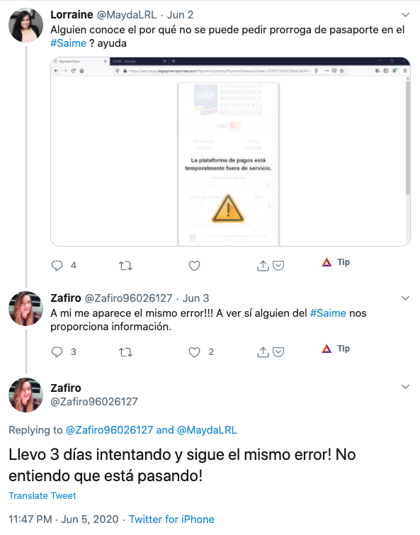Tuit Pasaporte Venezuela con BTC
